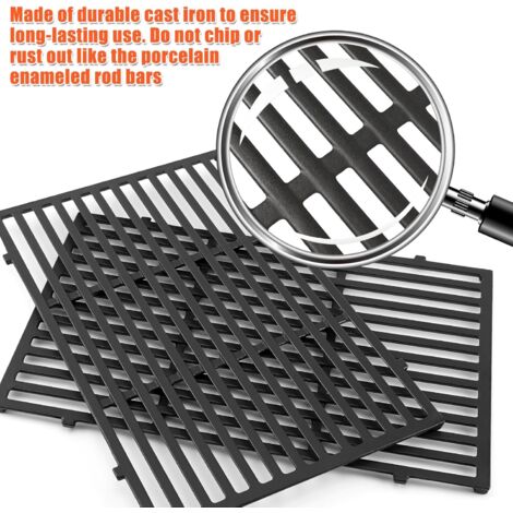 GFTIME 49,5 x 33 cm Gusseisen Grillrost 7524 für Weber Genesis 300 E/S/EP/CEP 310 320 330, Enders Monroe 3 SIK Turbo, Gitterrost Ersatzteile für Weber 7528, Nicht passt für Genesis II/SPIRIT, 2 Stück