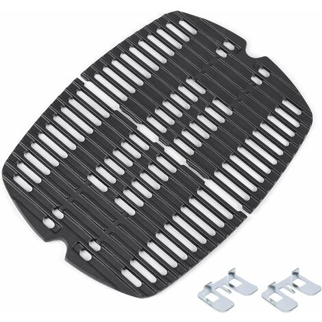 GFTIME 7644 32,3 x 21,6cm Grillrost Gusseisen Ersatzteile Zubehör Passend für Weber Baby Q Q100, Q1000 Serie, Q120, Q140, Q1200, Q1400 Gasgrill, Weber Gusseisen Grillrost Ersatzteile, Set 2 Stück