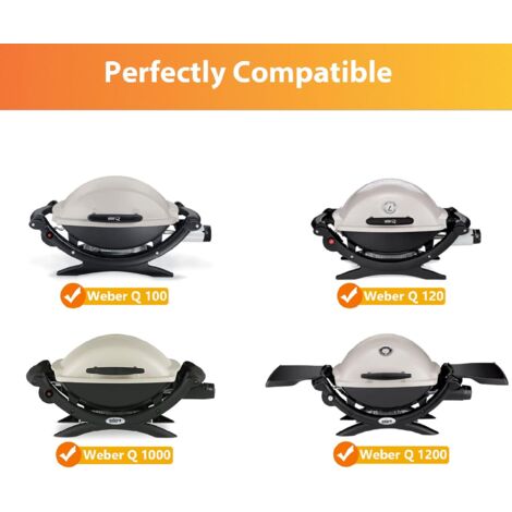 GFTIME 7644 32,3 x 21,6cm Grillrost Gusseisen Ersatzteile Zubehör Passend für Weber Baby Q Q100, Q1000 Serie, Q120, Q140, Q1200, Q1400 Gasgrill, Weber Gusseisen Grillrost Ersatzteile, Set 2 Stück