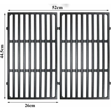 GFTIME 44,5cm Grillrost Gusseisen Ersatz für Weber Spirit I & II 200 Series E210 E220 S210 S220 Gasgrills mit 2 vorderen Bedienknöpfen (2013 und Neuer), Grillroste Ersatzteile für Weber 7637, 2 Stück