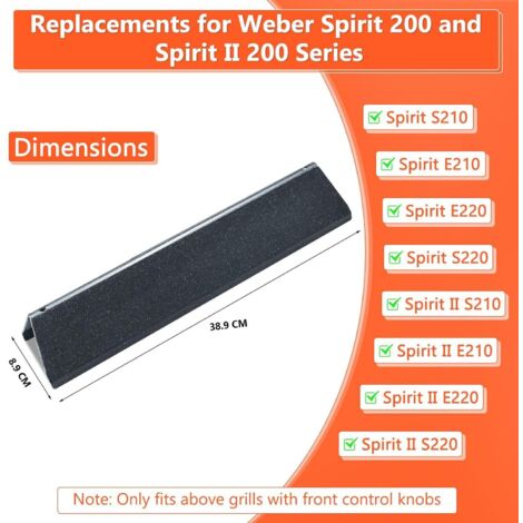 GFTIME 38,9cm Flavorizer Bar für Weber Spirit I & II E210 S210 E220 S220 mit vorderen Brennerknöpfen (2013 und Neuer), Porzellanstahl Hitzeschild, Ersatzteile Aromaschienen für Weber 7635, 3 Stück