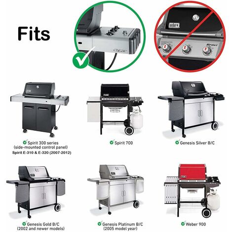 GFTIME 57CM Flavourizer Bar & 71CM Brenner für Weber Spirit 300 E310 E320 mit 3 Seitlichen Bedienknöpfen (2007-2012), Spirit 700 900, Brennerabdeckung & Grillbrenner Ersatzteile für Weber 7508 7536