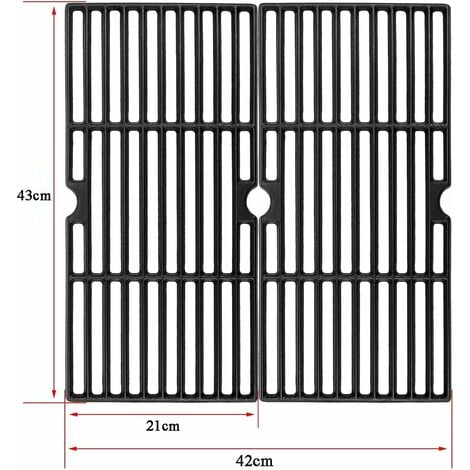 GFTIME Gusseisen Grillrost für Enders Boston 3, Enders Monroe 3 Pro, Barbecook Siesta 310, Landmann Triton 3 & 4, Charbroil, Profi Cook PC-GG 1058/1059, Grillrost Ersatzteile 43 x 21 cm 2 Stück