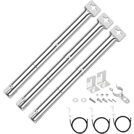 GFTIME 31-44 cm Universal Brenner Ersatzteile für Campingaz, Landmann, Taino, Tepro, Napoleon, Charbroil, Mr Gardener, Master Forge, Perfect Flame Gasgrill Edelstahl Rohrbrenner Zubehör, 3 Stück