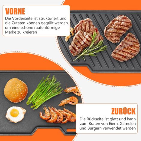 GFTIME 41,5 x 23,5cm Gusseisen Grillplatte für alle gasgrill der Burnhard Fred Serie, für Taino, gasgrill Wendeplatte für Burnhard Fred, Fred JR, Big Fred, Fat Fred, Taino Platinum, Black 4 6 Serie