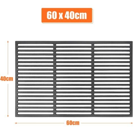 GFTIME Universal Gusseisen Grillrost 60 x 40 cm massiv für BBQ, Gasgrill, Holzkohlegrill und vieles mehr, Eckige Gussrost Ersatzteile 1 Stück
