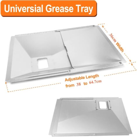 GFTIME Universal Fettwanne mit Auffangwanne 38cm bis 65cm, Verstellbar Tropfpfanne für 2/3/4 Brenner Gasgrill von Charbroil, Dyna Glo, Nexgrill, Kenmore, Uniflame und mehr, Edelstahl Ersatzteile