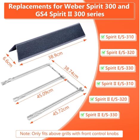 Bruciatore Acciaio Inox GFTIME Per Weber Spirit 300-Series - Ricambio Resistente E Facile Da Installare - Foto 5