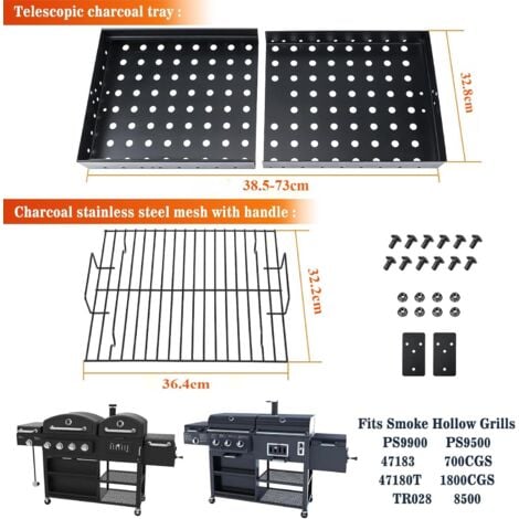 GFTIME 38-71cm Verstellbare Holzkohleschale für Tepro Toronto, TAINO Hero XL Holzkohle Grill, Activa Angular, EL Fuego Montreal, EL Fuego Ontario Holzkohlegrill, Universal Holzkohlerost Ersatzteile