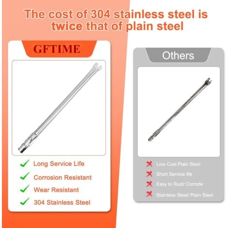 GFTIME 49,5 cm Grill Brenner für Weber Genesis E330 EP330 S330, E310 EP310 S310, E320 EP320 S320 mit Frontbrennerknöpfen (2011–2016), 304 Edelstahl 62752 Brenner Ersetzt Genesis 330 Brenner, 4 Stück