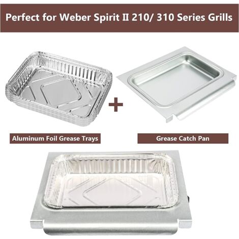 GFTIME Grilltropfschalen für Weber Spirit I II 200/300 und Genesis I/II LX 200/300 Serie mit vorderen Regulierknopf, Abtropfschale für Weber Traveler mit 6415 Aluminium Liner, Weber 67047, 6415, 83156