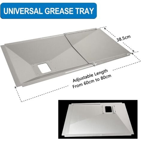 GFTIME Universal Fettwanne mit Auffangwanne 60cm bis 80cm, Verstellbar Tropfpfanne für 3/4/5 Brenner Gasgrill von Charbroil, Dyna Glo, Nexgrill, Kenmore, Uniflame und mehr, Edelstahl Ersatzteile