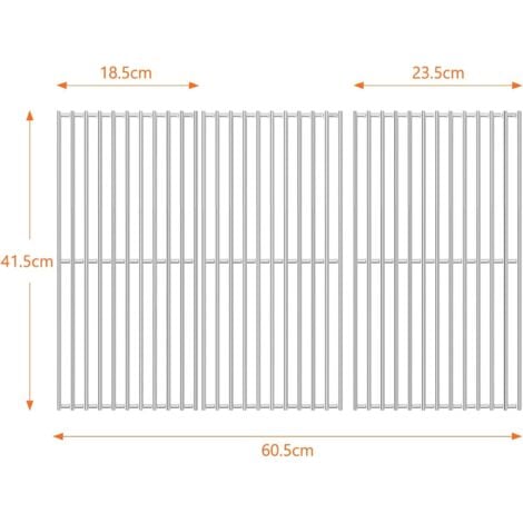 GFTIME 41,5 x 60,5 cm Grille de cuisson en inox pour Burnhard Fred, Taino Black 3+1, Platinum 3+1, Tepro 3661, Rösle Artiso G3, Royal Gourmet 3 brûleur, pièce détachée pour barbecue à gaz, Lot de 3
