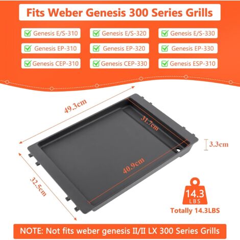 GFTIME 49,3 x 32,5cm Gusseisen Grillplatte 7566 für Weber Genesis 300 Serie Genesis E-310 E-320 E-330 S-310 S-320 S-330 EP-310 EP-320 EP-330 CEP-310 CEP-330 ESP-310, Gusseisen Plancha 1 Stück
