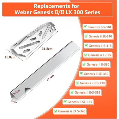 GFTIME Edelstahl Flavorizer Bars & Hitzereflektor für Weber Genesis II/LX 300 Series II E-310, II E-330, II E-335, II S-335, II LX S/E-340 (2017 - Neuer), Heizplatten Ersatzteile für Weber 66040 66032