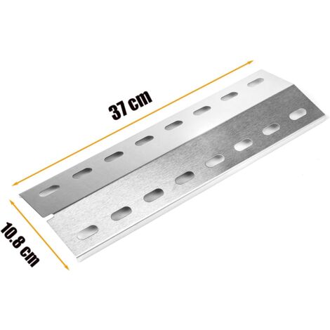 GFTIME 37cm Edelstahl Universal Brennerabdeckung Heizplatte Ersatzteile für Barbecook Siesta/Vanilla/Brahma, Charbroil, Proficook, Tarrington House, Edelstahl gasgrill zubehör, Flammenblech, 3 Stück
