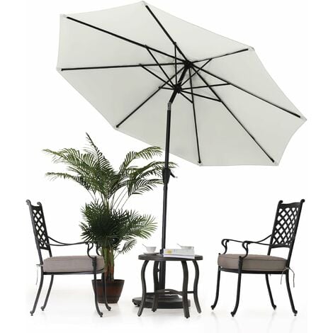 Parasol double 2,7 x 4,6m taupe + LED, Linai - Happy Garden