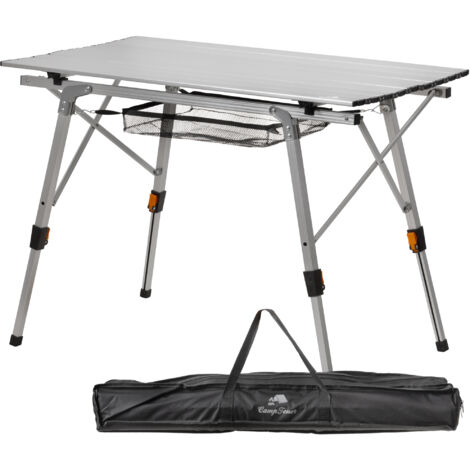 CampFeuer mesa de camping plegable 90,5 x 51,5 cm, plateada, mesa plegable con bolsa de transporte, altura regulable (1/5)
