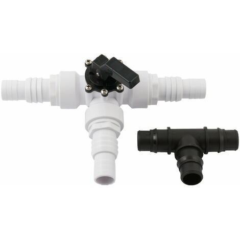Ablasshahn Ablassventil mit PVC T-Stück mit Schlauchtülle 32/38 mm