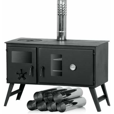 CampFeuer Estufa para tienda  28,5 x 58,5 x 260 cm  Calentador de tienda, estufa de leÃ±a para camping
