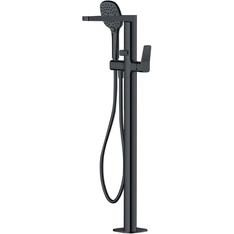 RAK Petit Square Matt Black Floorstanding Bath Shower Mixer Tap