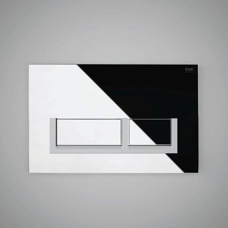 RAK Polished Chrome Flush Plate with Matt Chrome Rectangular Push Plates - FSRAKPPL002