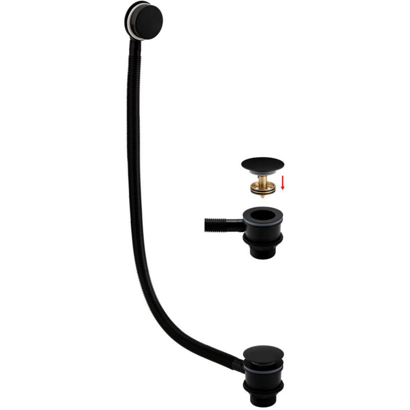 RAK Black Round Bath Clicker Waste and Overflow - RAKL9022RB