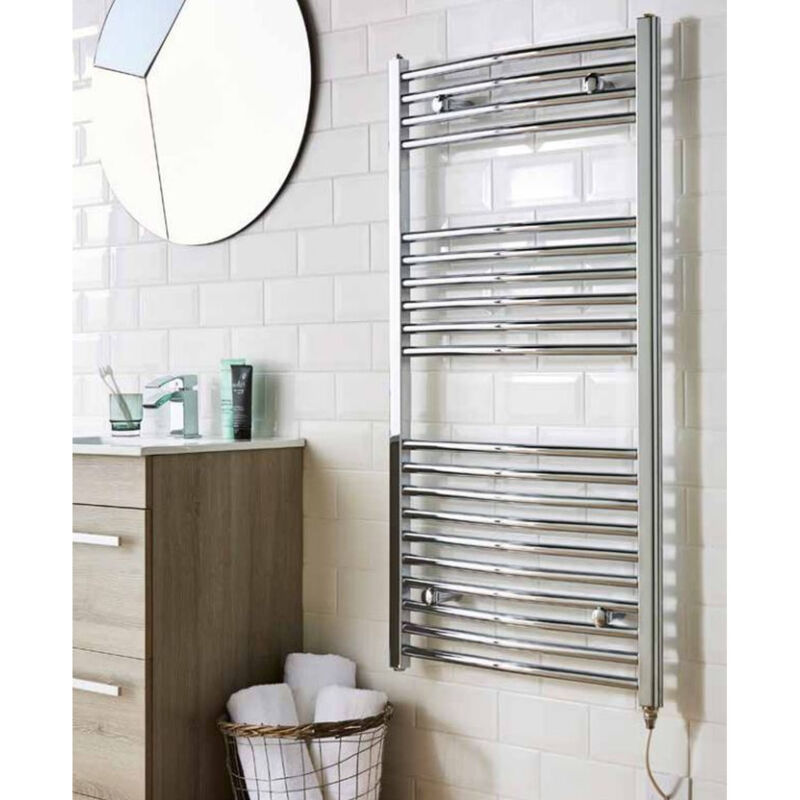 Kartell Chrome 800mm x 500mm Curved Electric Thermostatic Towel Rail - ETCTR508C