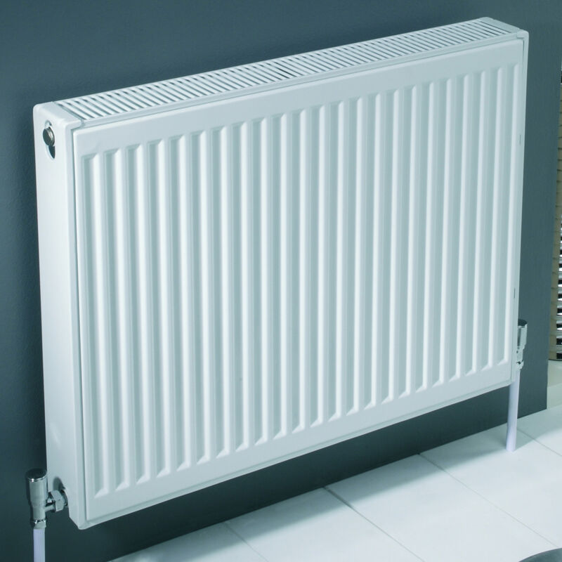 Kartell K-RAD Kompact Type 21 White 400mm x 400mm Double Panel with Single Convector Horizontal Radiator - P404K