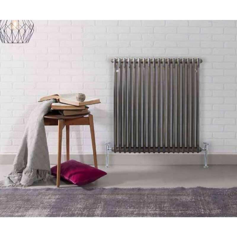 Kartell Laser Klassic Raw Metal 600mm x 650mm Double Column Horizontal Radiator  - RMLCL206014