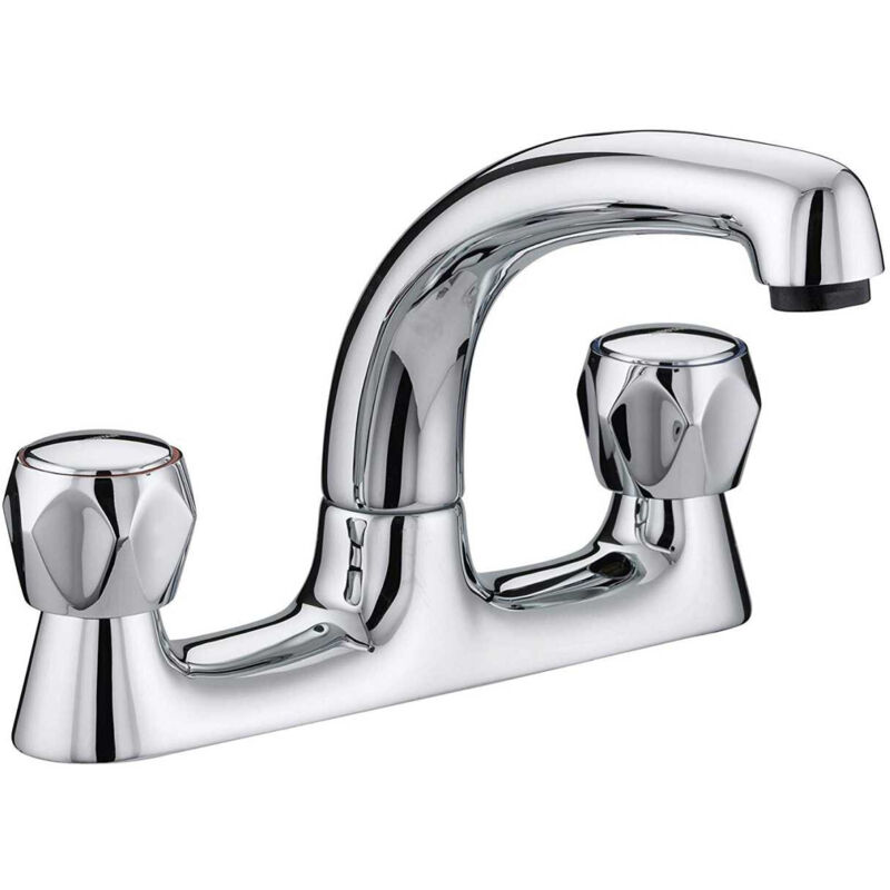 Bristan Club Chrome Deck Kitchen Sink Mixer Tap with Metal Heads - VAC2-DSM-C-MT