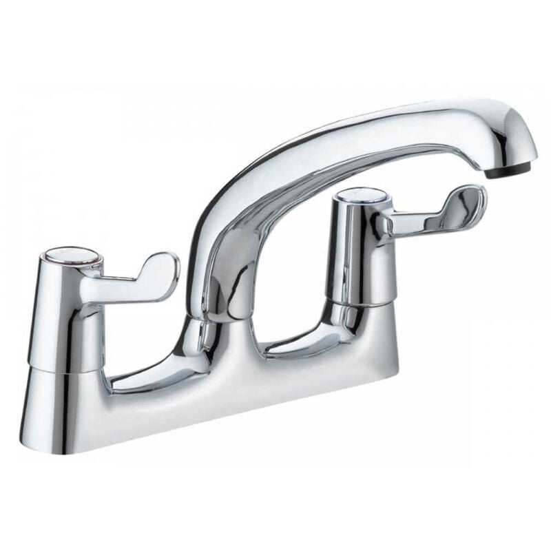 Bristan Value Lever Chrome Deck Kitchen Sink Mixer Tap with Ceramic Disc Valves - VAL2-DSM-C-CD