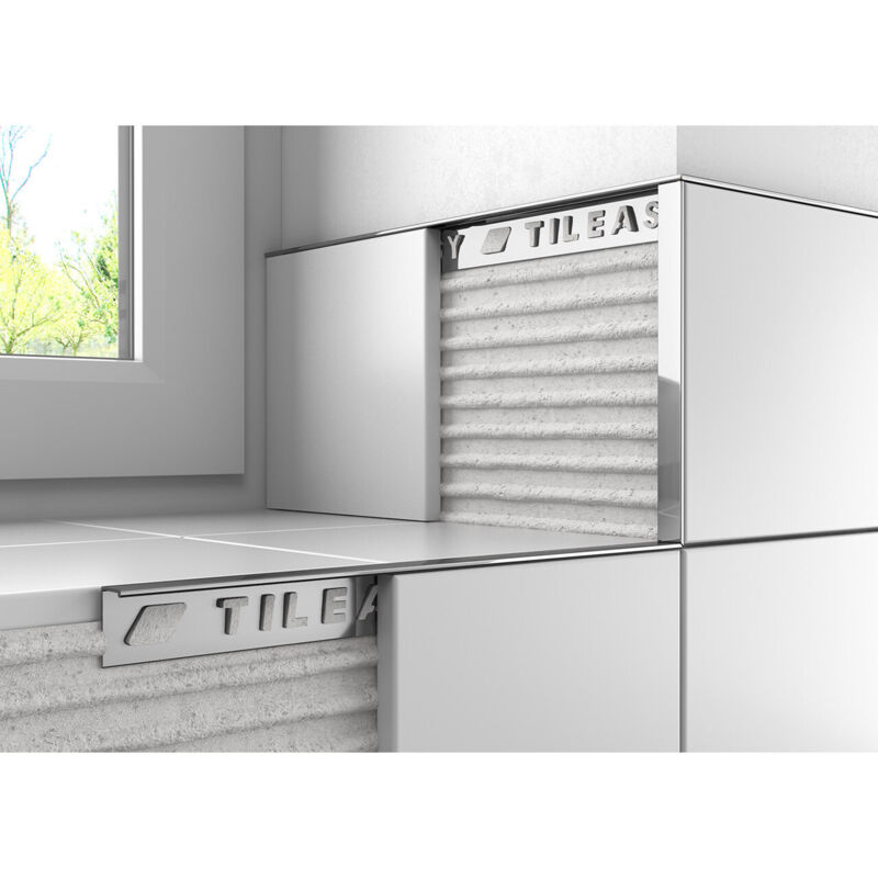 Tileasy Chrome 10mm Square Edge Metal Tile Trim - CAT10