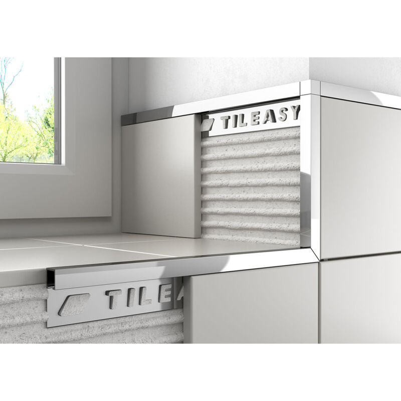 Tileasy Chrome 10mm Boxed Metal Tile Trim - CBT10