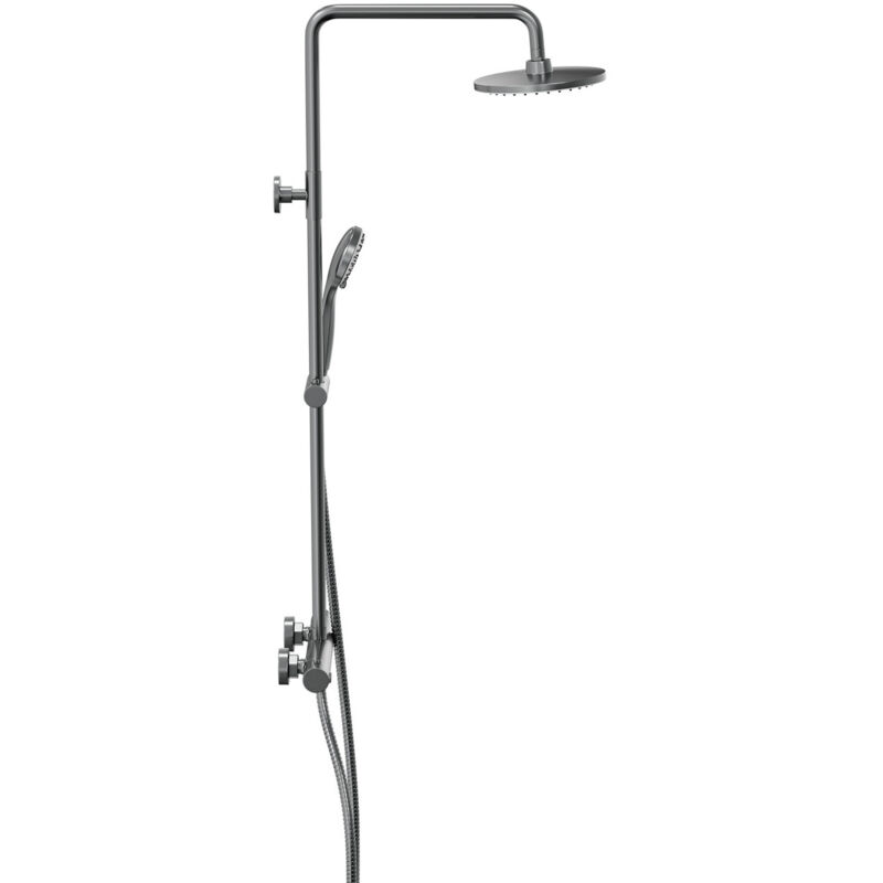 Colore Round Gunmetal Grey Thermostatic Rigid Riser Kit and  