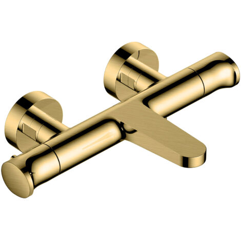 RAK Brushed Gold Wall Mounted Exposed Thermostatic Bath Shower Mixer Tap - RAKITA3009G (1/2)