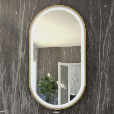 RAK Art Brushed Gold 450mm x 1000mm Oval LED Mirror - RAKARTOVBG5001 (1/2)