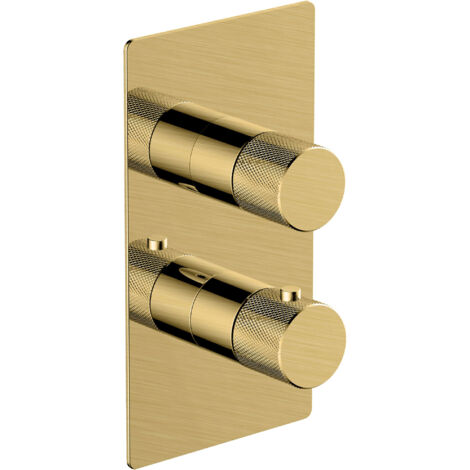 RAK Amalfi Brushed Gold Concealed 2 Handle Thermostatic Single Control Shower Valve - RAKAMA3301G (1/2)