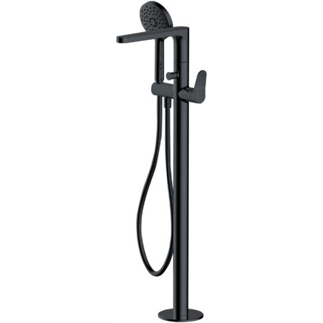 RAK Petit Round Matt Black Floorstanding Bath Shower Mixer Tap - RAKPER3014B