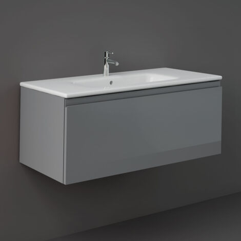 RAK Joy Uno Urban Grey 1000mm Wall Hung Single Drawer Vanity Unit - UNOWH100UGY (1/4)