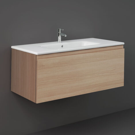 RAK Joy Uno Scandi Oak 1000mm Wall Hung Single Drawer Vanity Unit - UNOWH100SOK (1/4)