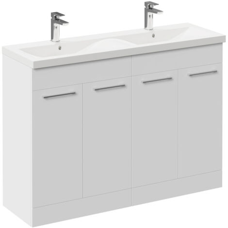 Napoli Gloss White 1200mm Floor Standing Vanity Unit with Ceramic ...