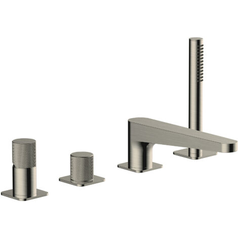 RAK Amalfi Brushed Nickel Deck Mounted 4 Tap Hole Bath Shower Mixer - RAKAMA3013N