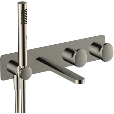 RAK Brushed Nickel Horizontal Concealed Thermostatic Dual Control Shower Valve with Handset and Bath Spout - RAKITA3306N