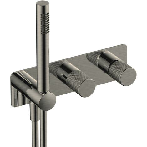 RAK Amalfi Brushed Nickel Horizontal Concealed Thermostatic Dual Control Shower Valve with Handset - RAKAMA3305N (1/2)