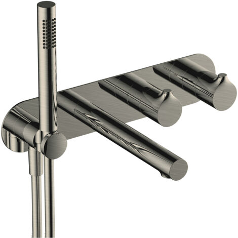 RAK Sorrento Brushed Nickel Horizontal Concealed Thermostatic Dual Control Shower Valve with Handset and Bath Spout - RAKSOR3306N (1/2)