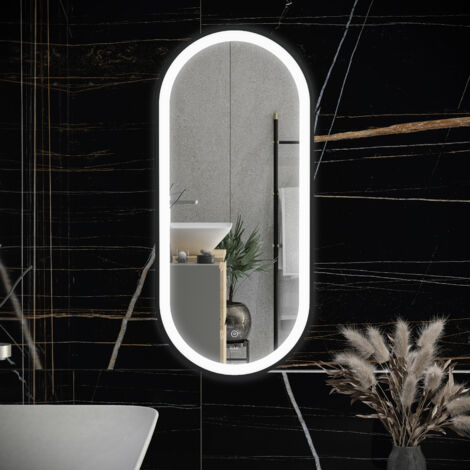 RAK Picture Matt Black 450mm x 1000mm Oval Illuminated LED Mirror - RAKPICOVMB5001 (1/2)