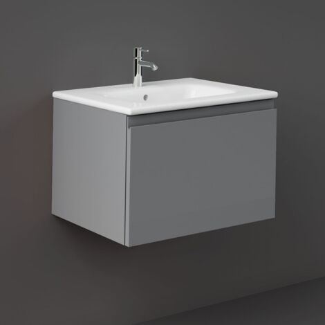 RAK Joy Uno Urban Grey 600mm Wall Hung Single Drawer Vanity Unit - UNOWH060UGY (1/4)
