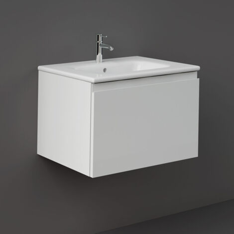 RAK Joy Uno Gloss White 600mm Wall Hung Single Drawer Vanity Unit - UNOWH060PWH (1/4)