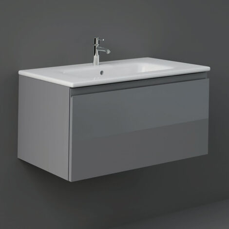 RAK Joy Uno Urban Grey 800mm Wall Hung Single Drawer Vanity Unit - UNOWH080UGY (1/4)